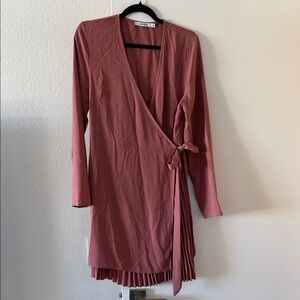 Mauve Long Sleeve Wrap Dress